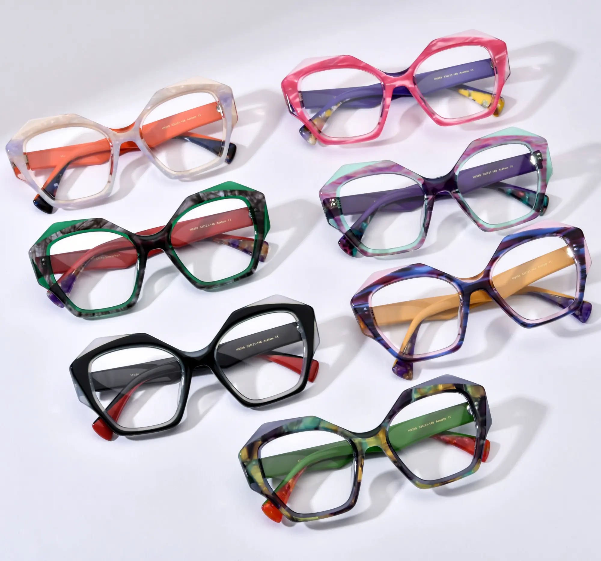 Flat-lay image displaying all seven VoyueLens™ VL19359 color variants, ideal for comparison shopping.